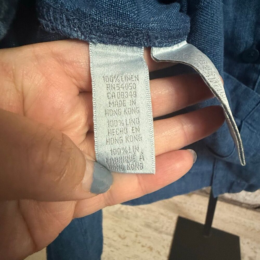 Jones New York 100% linen women’s blue button down shirt size xl - Picture 9 of 14